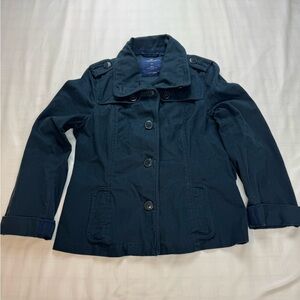 American Eagle Outfitters Dark Blue Cropped Utility Jacket Womens Large
